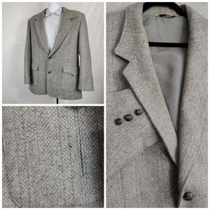 VTG‎ Pioneer Wear Western BLAZER SPORT JACKET MEN'S Gray 44R Spring TWEED